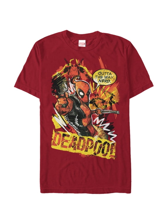 Men's Marvel Deadpool Outta the Way Nerd Graphic Tee Cardinal Large