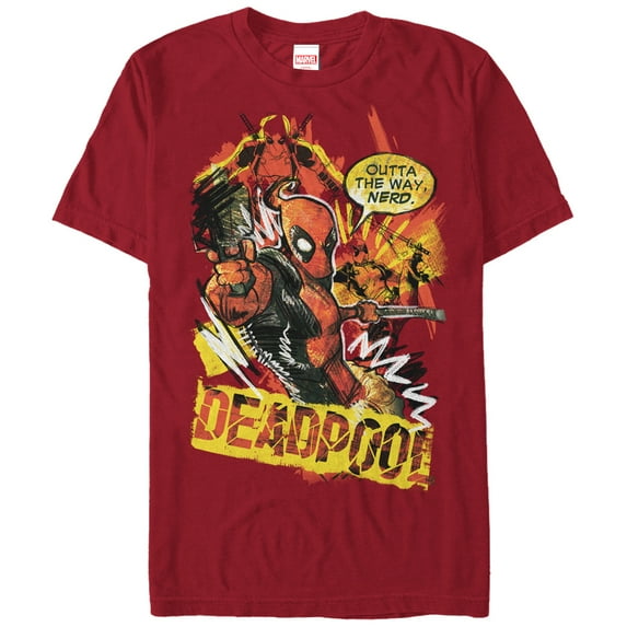 Men's Marvel Deadpool Outta the Way Nerd Graphic Tee Cardinal Medium