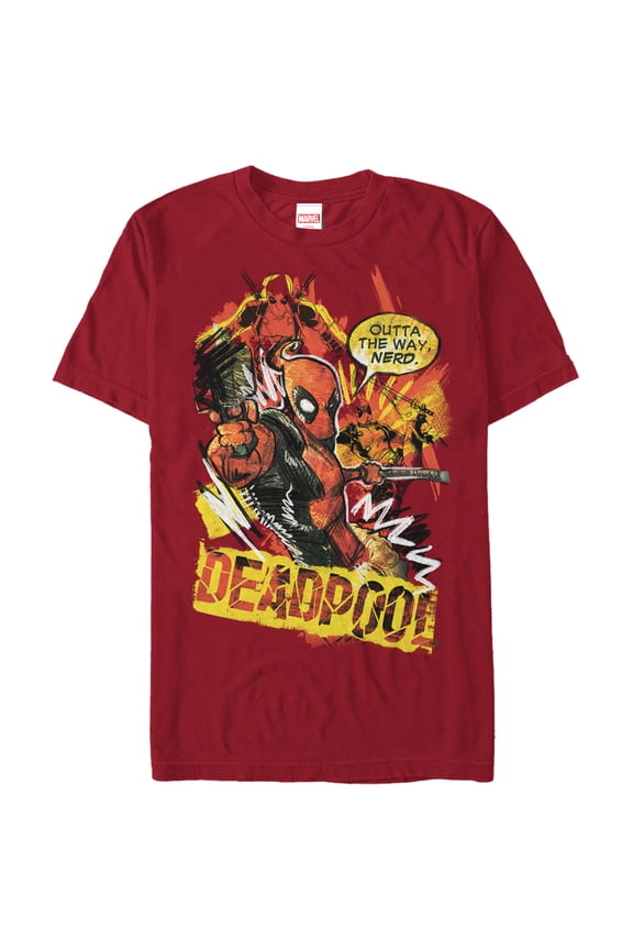 Men's Marvel Deadpool Outta the Way Nerd Graphic Tee Cardinal X Large