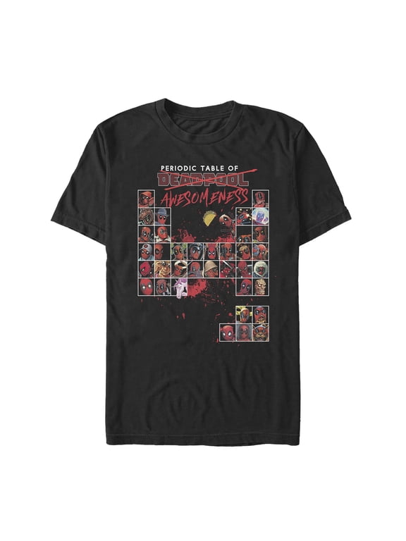 Men's Marvel Deadpool Periodic Table Graphic Tee Black 4X Large
