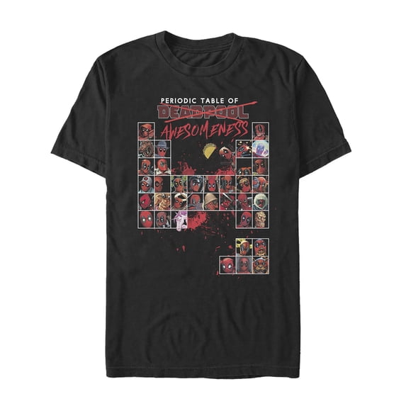 Men's Marvel Deadpool Periodic Table Graphic Tee Black Small
