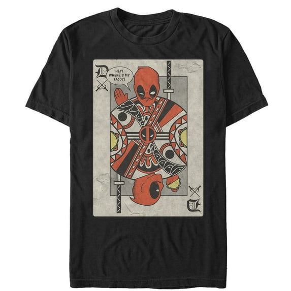 Men's Marvel Deadpool Playing Card Graphic Tee Black 2X Large