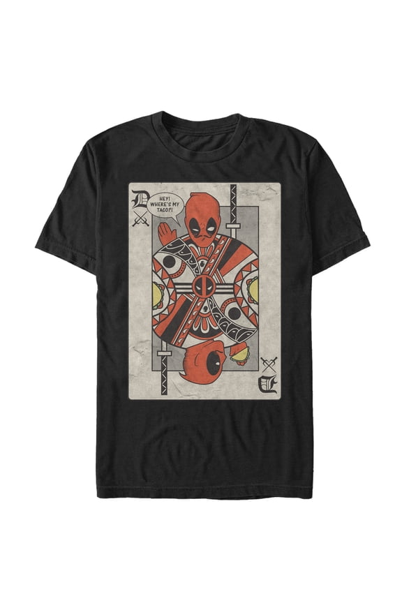 Men's Marvel Deadpool Playing Card Graphic Tee Black Medium