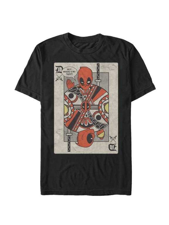 Men's Marvel Deadpool Playing Card Graphic Tee Black Medium