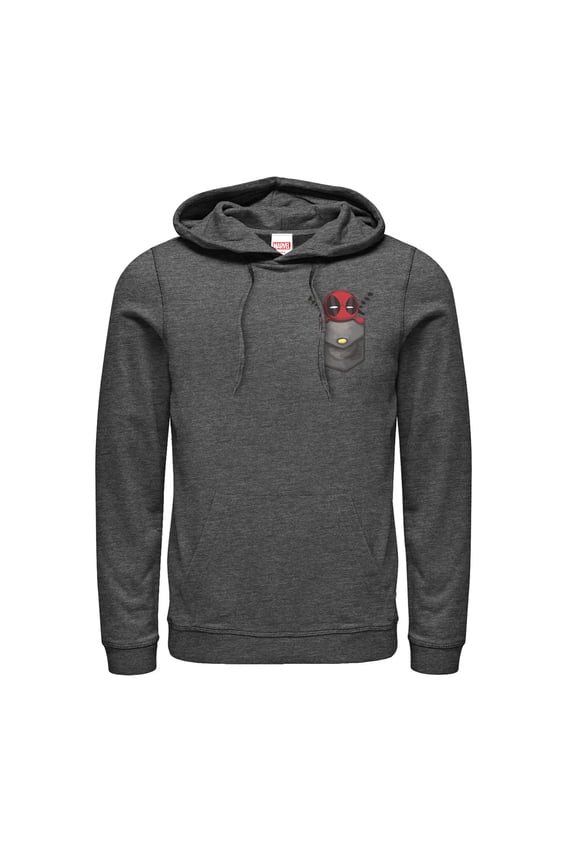Men's Marvel Deadpool Pocket Pull Over Hoodie Charcoal Heather Small