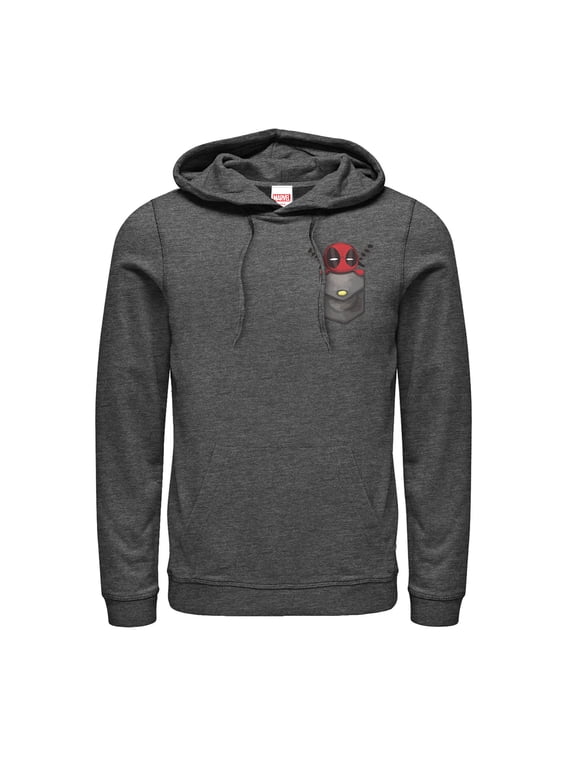 Men's Marvel Deadpool Pocket Pull Over Hoodie Charcoal Heather X Large