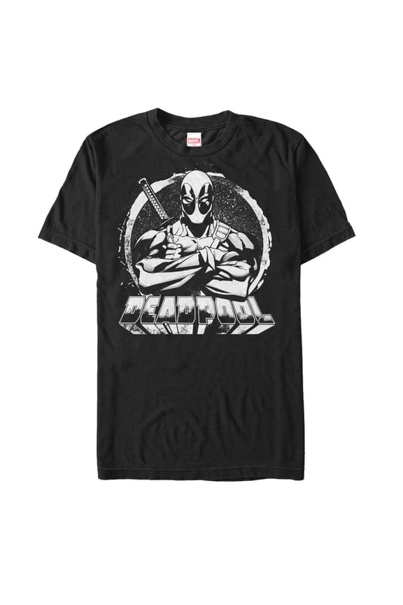 Men's Marvel Deadpool Pose  Graphic Tee Black Medium