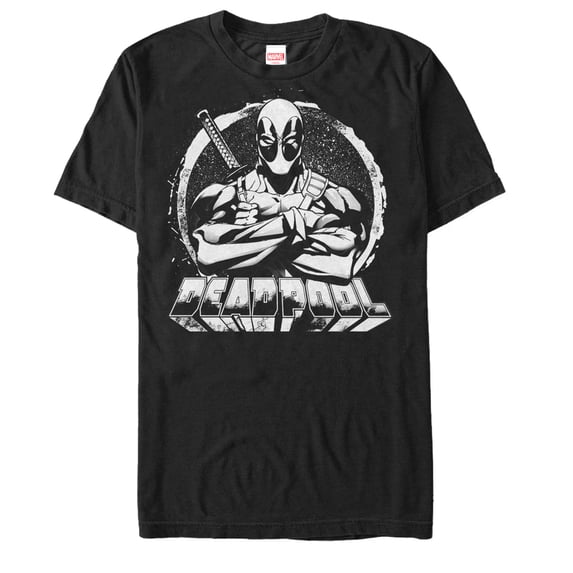 Men's Marvel Deadpool Pose Graphic Tee Black X Large