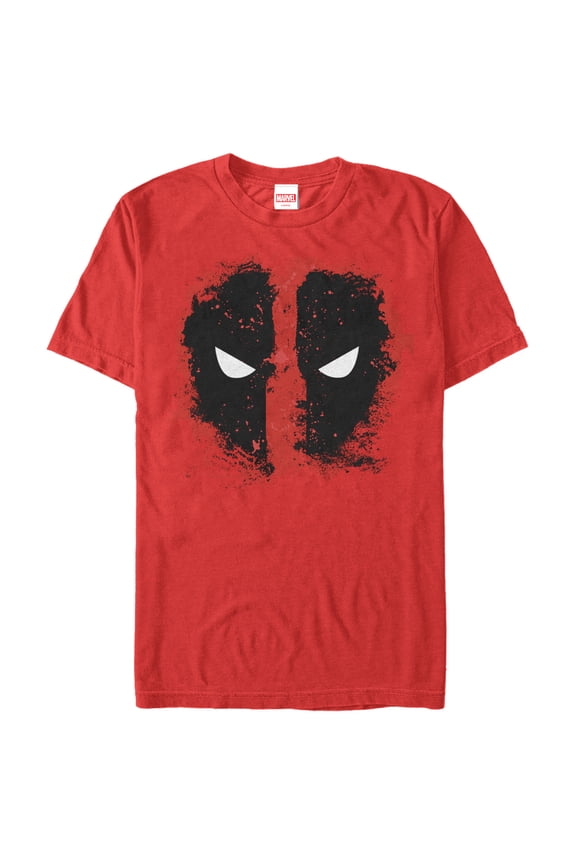 Men's Marvel Deadpool Reverse Mask Splatter Graphic Tee Red Large