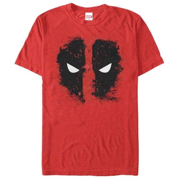 Men's Marvel Deadpool Reverse Mask Splatter Graphic Tee Red Large