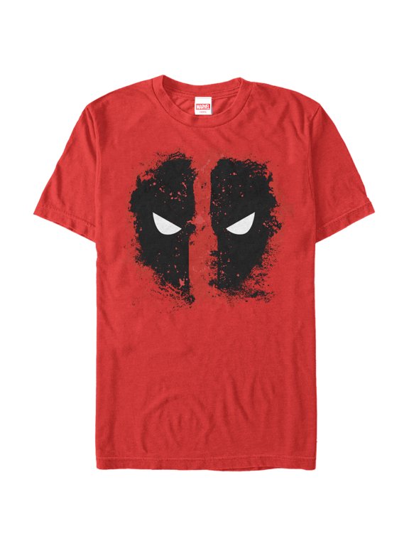 Men's Marvel Deadpool Reverse Mask Splatter Graphic Tee Red Large