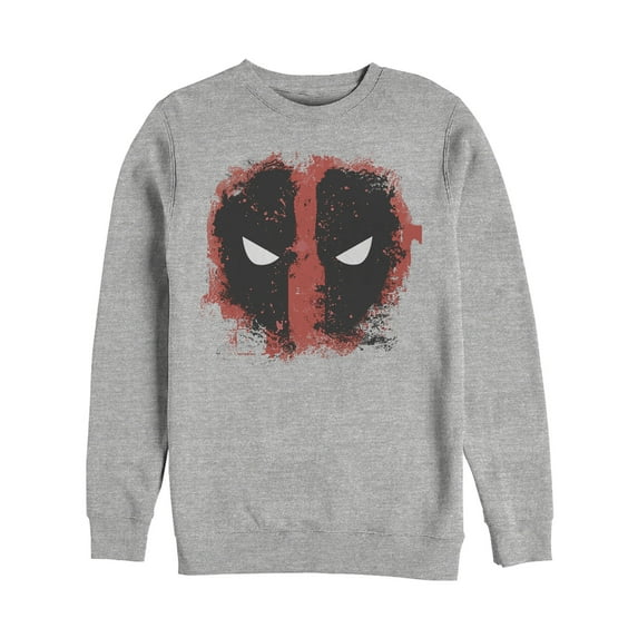 Men's Marvel Deadpool Reverse Mask Splatter Sweatshirt Athletic Heather 3X Large