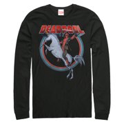 Men's Marvel Deadpool Rides Unicorn Long Sleeve Shirt Black Small