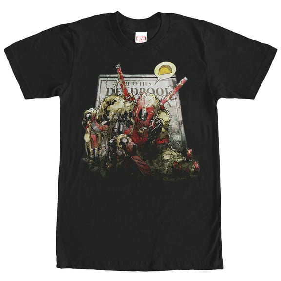 Men's Marvel Deadpool Rise for Tacos  Graphic Tee Black Small