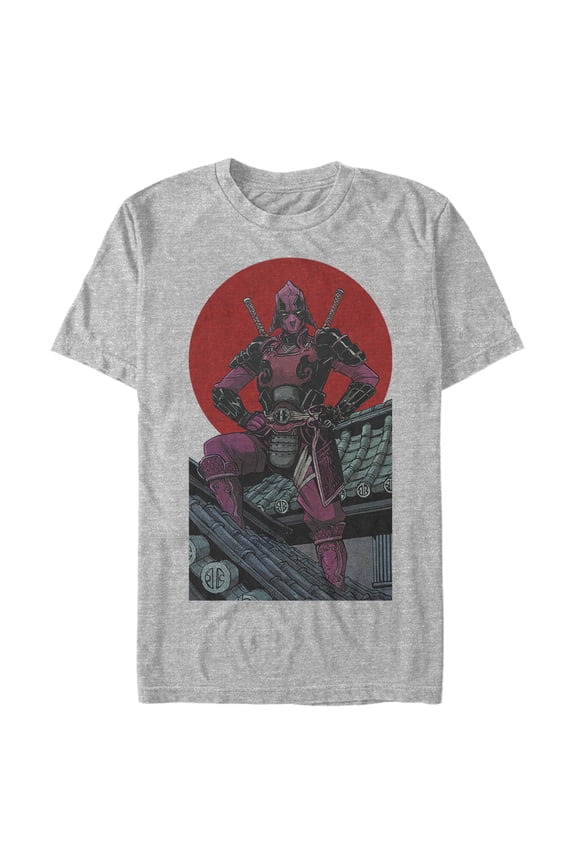Men's Marvel Deadpool Samurai Warrior Graphic Tee Athletic Heather 3X Large