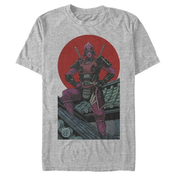 Men's Marvel Deadpool Samurai Warrior Graphic Tee Athletic Heather Medium