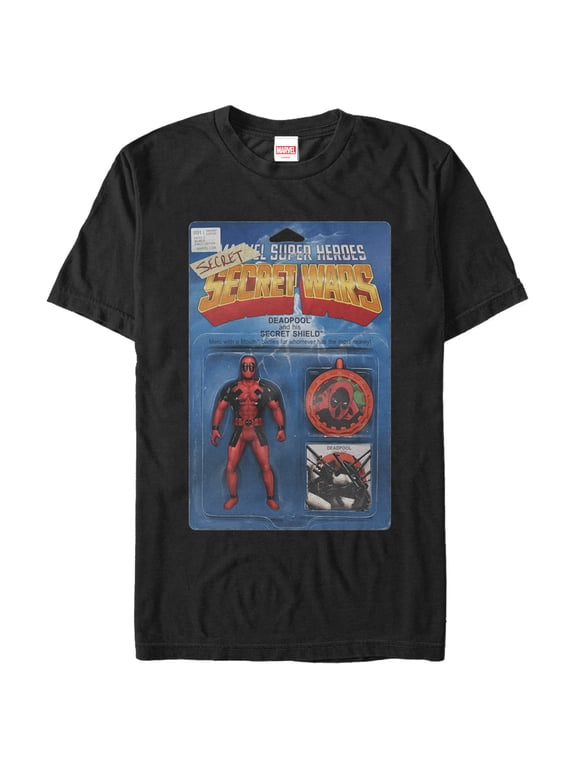 Men's Marvel Deadpool Secret Action Figure Graphic Tee Black 5X Large