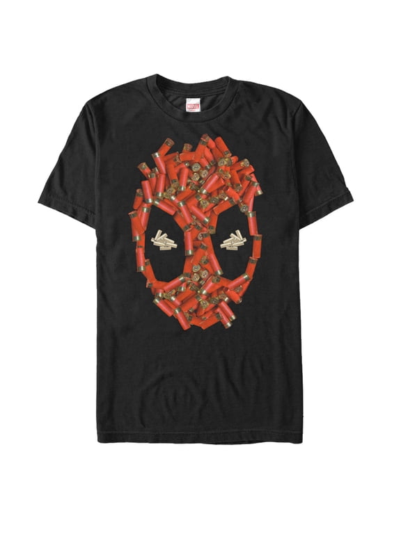 Men's Marvel Deadpool Shell Cases Face Graphic Tee Black 2X Large