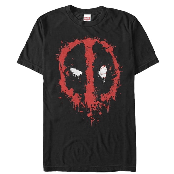 Men's Marvel Deadpool Splatter Icon Graphic Tee Black X Large