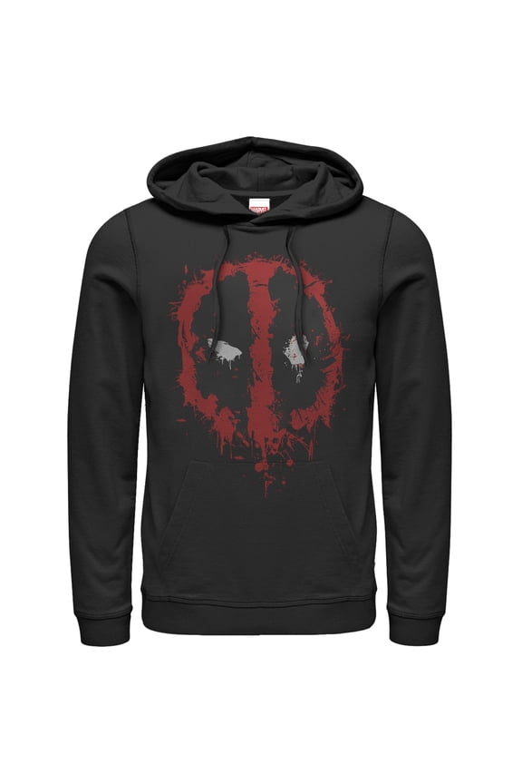 Men's Marvel Deadpool Splatter Icon  Pull Over Hoodie Black Large