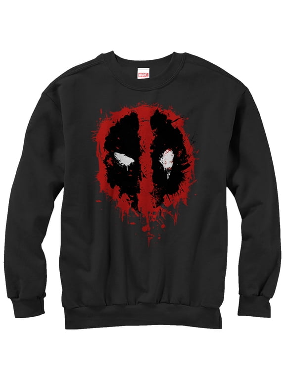 Men's Marvel Deadpool Splatter Icon Sweatshirt Black X Large