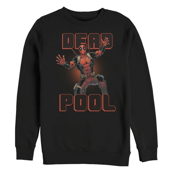 Men's Marvel Deadpool Stripes Sweatshirt Black 2X Large