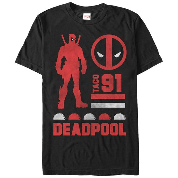 Men's Marvel Deadpool Taco 91 Graphic Tee Black Small