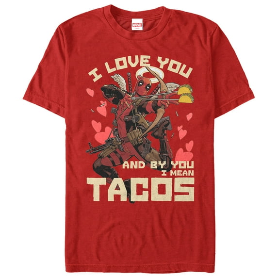 Men's Marvel Deadpool Taco Cupid Graphic Tee Red 2X Large