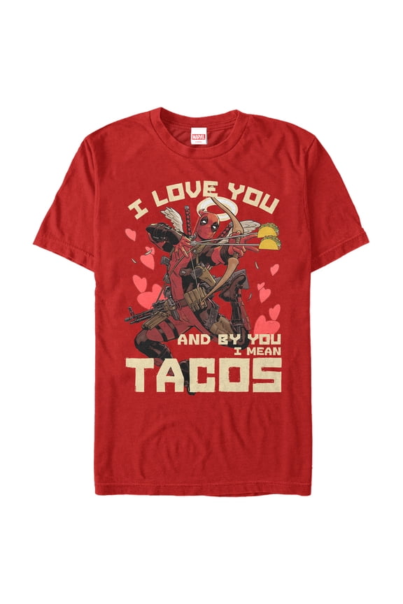 Men's Marvel Deadpool Taco Cupid Graphic Tee Red X Large