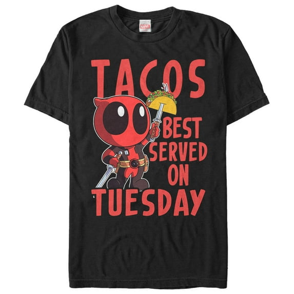 Men's Marvel Deadpool Taco Tuesday Graphic Tee Black X Large