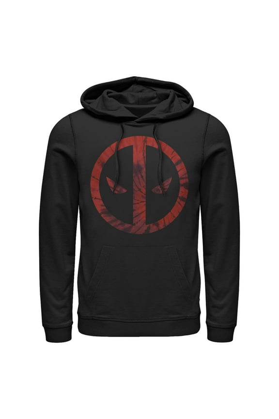 Men's Marvel Deadpool Tie Dye Face Symbol Hoodie Color: Black Size: 3XL