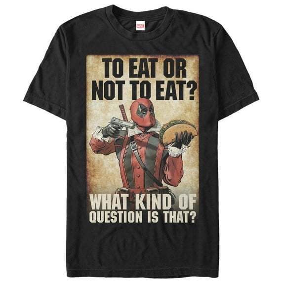Men's Marvel Deadpool To Eat or Not To Eat Graphic Tee Black Medium