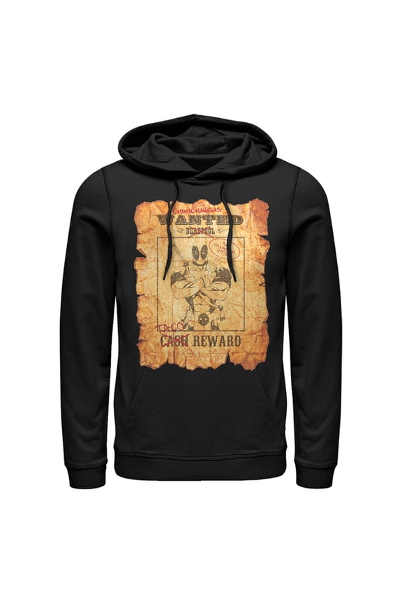 Men's Marvel Deadpool Wanted Poster Pull Over Hoodie Black 2X Large