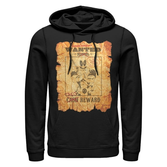 Men's Marvel Deadpool Wanted Poster Pull Over Hoodie Black Large