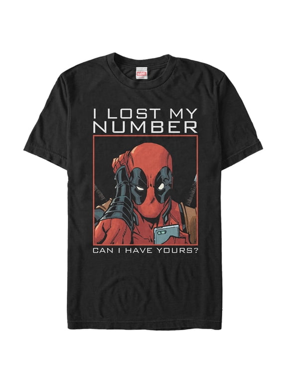 Men's Marvel Deadpool Wants Your Number Graphic Tee Black 2X Large