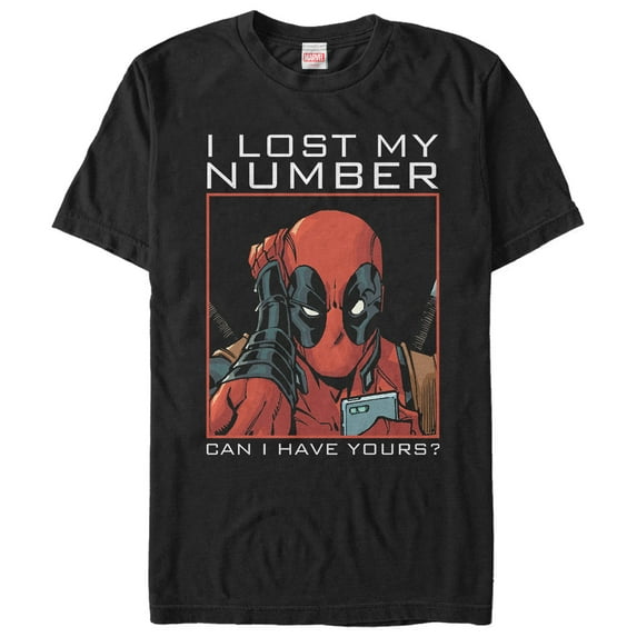 Men's Marvel Deadpool Wants Your Number Graphic Tee Black Medium