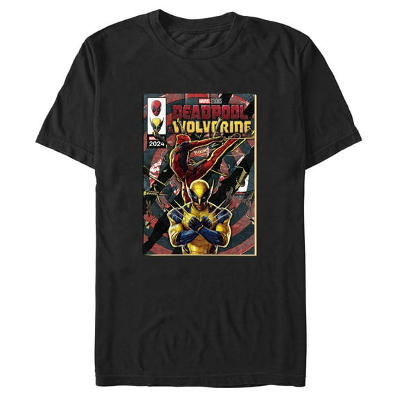 Men's Marvel: Deadpool & Wolverine Action Poster Graphic T-Shirt