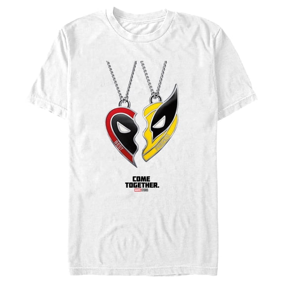 Men's Marvel: Deadpool & Wolverine Best Friends Necklace Poster Graphic Tee White Small