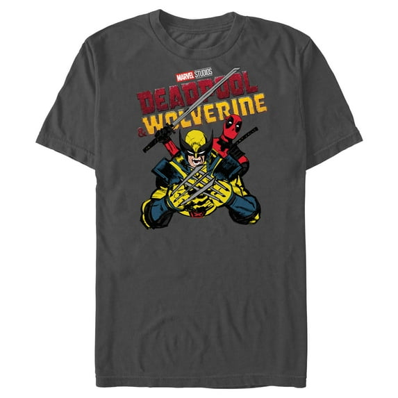 Men's Marvel: Deadpool & Wolverine Fighting Pose Graphic T-Shirt
