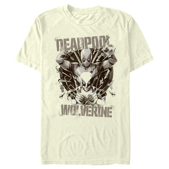 Men's Marvel: Deadpool & Wolverine Grayscale Team Graphic T-Shirt