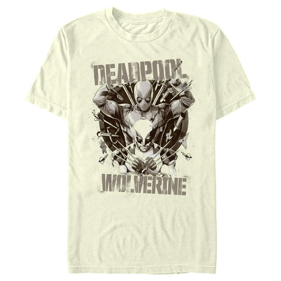Men's Marvel: Deadpool & Wolverine Grayscale Team Graphic T-Shirt