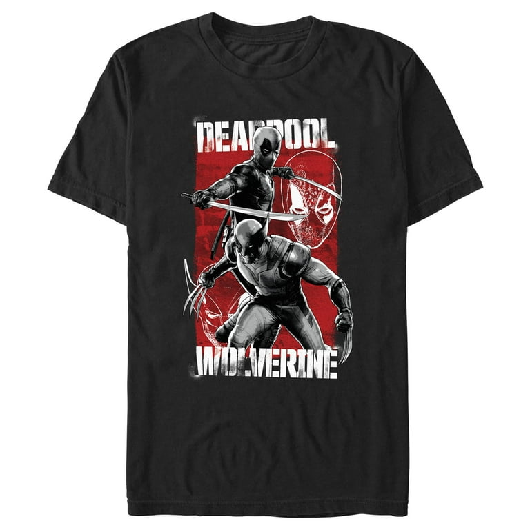 Men's Marvel: Deadpool Wolverine Team Distressed Graphic T-Shirt