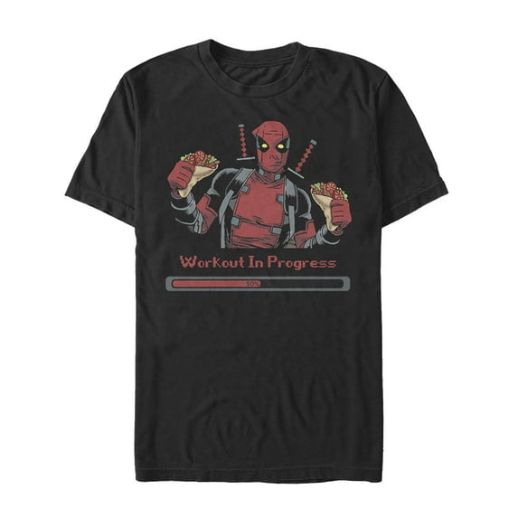 Men's Marvel Deadpool Workout in Progress Graphic Tee Black Large