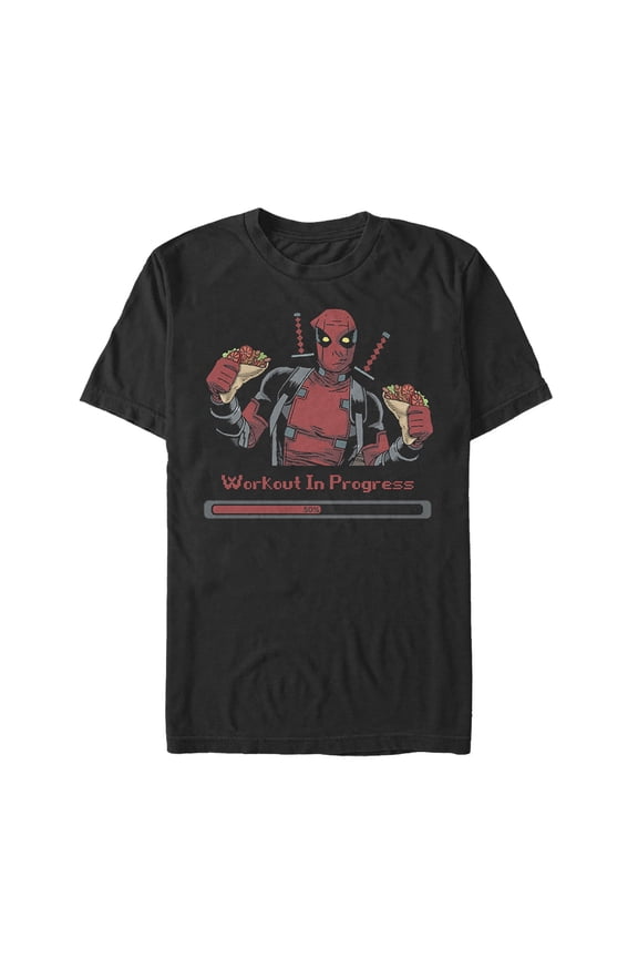 Men's Marvel Deadpool Workout in Progress  Graphic Tee Black Medium
