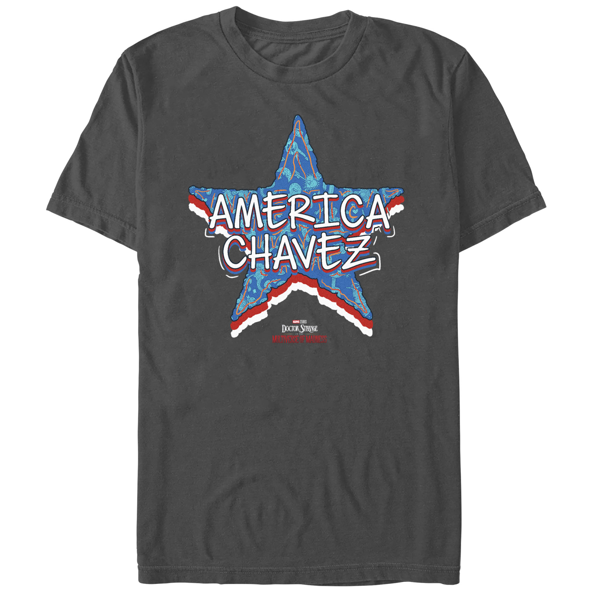 Camiseta gráfica de hombre Marvel Doctor Strange en el Multiverso de la Locura America Chavez Logo Carbón 3XL