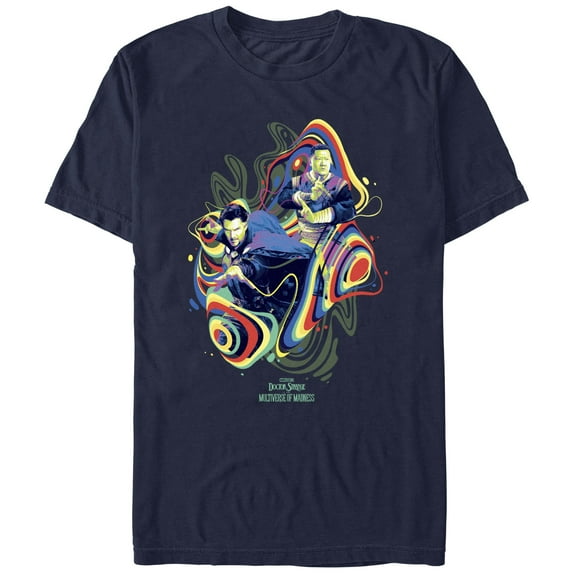 Men's Marvel Doctor Strange in the Multiverse of Madness Groovy Magic Graphic Tee Navy Blue Small