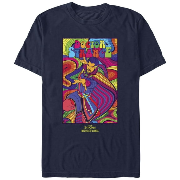 Men's Marvel Doctor Strange in the Multiverse of Madness Groovy Strange  Graphic Tee Navy Blue X Large