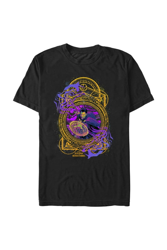Men's Marvel Doctor Strange in the Multiverse of Madness Neon Magic Graphic Tee Black Small