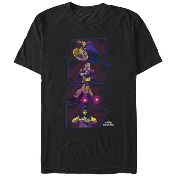 Men's Marvel Doctor Strange in the Multiverse of Madness Neon Panels Graphic Tee Black Medium