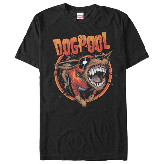 Men's Marvel Dogpool Circle  Graphic Tee Black X Large